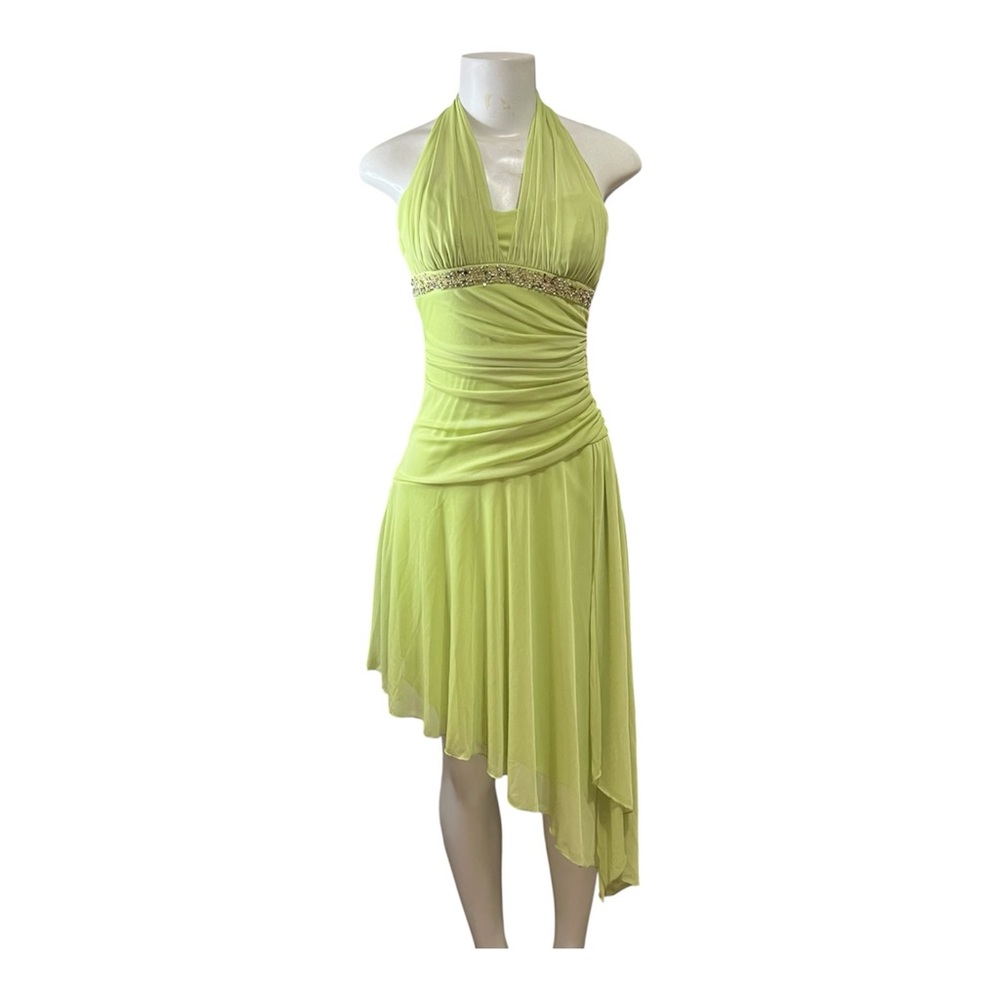 XOXO Dress Halter Asymmetrical Cocktail Sequins Beaded Ruched Fairycore Y2K VTG